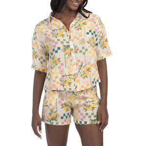 EAST OF JUNE Orange Tropical Woven Top